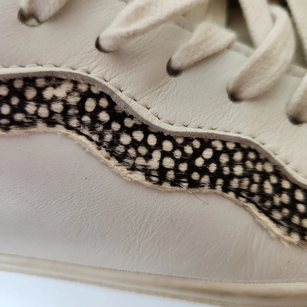 Madewell Sidewalk Low-Top Leather and Calf Hair Wave Edition Sneakers
